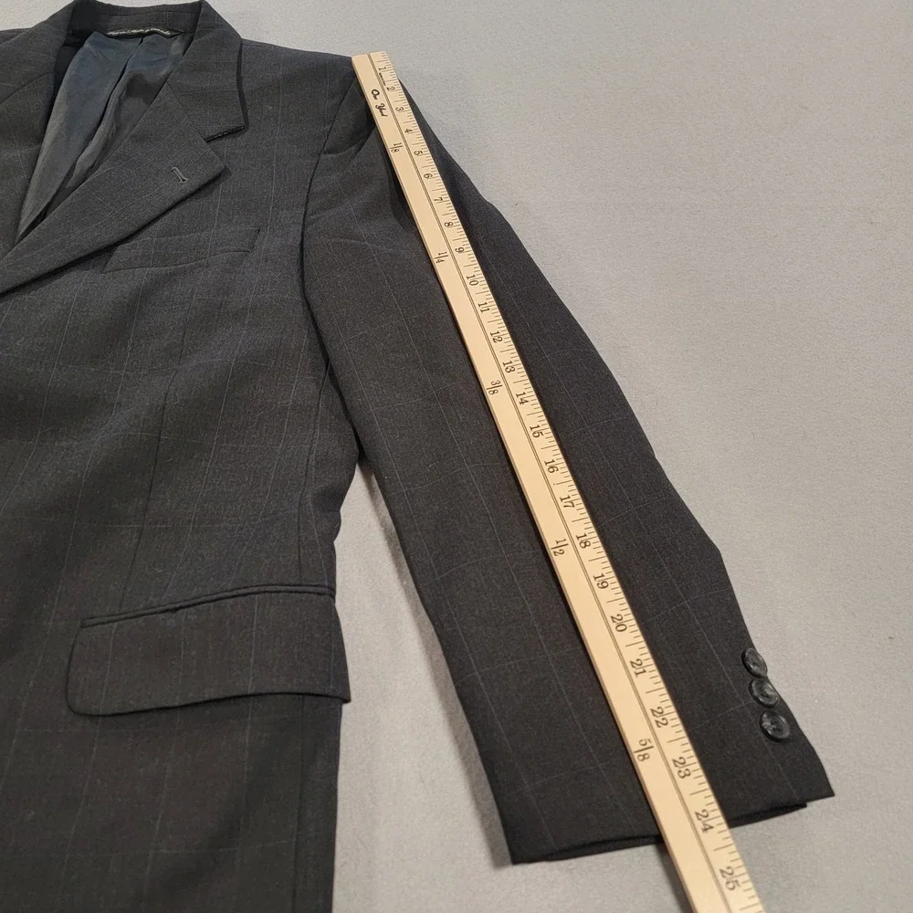 Jack‎ Victor Montreal Wool Sport Coat Windowpane Blazer Charcoal Gray Men's 42R